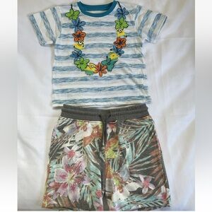 Set 2 items / Despicable Me Minions Hawaiian Hula Lei Shorts T-shirt Size 5